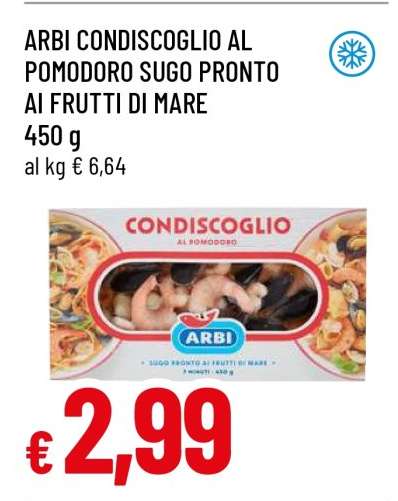 ARBI CONDISCOGLIO AL POMODORO SUGO PRONTO AI FRUTTI DI MARE