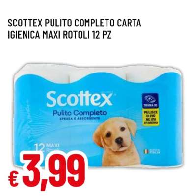 SCOTTEX PULITO COMPLETO CARTA IGIENICA MAXI ROTOLI 12 PZ