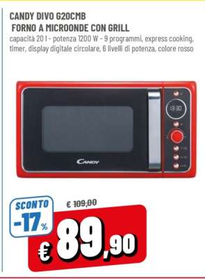 CANDY DIVO G20CMB FORNO A MICROONDE CON GRILL