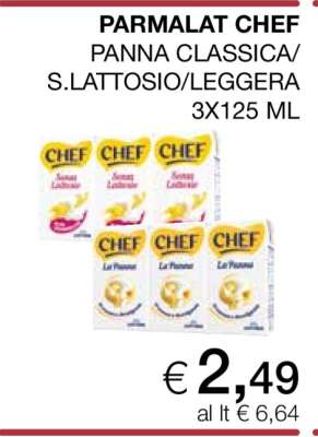 PARMALAT CHEF PANNA CLASSICA/S.LATTOSIO/LEGGERA 3X125 ML
