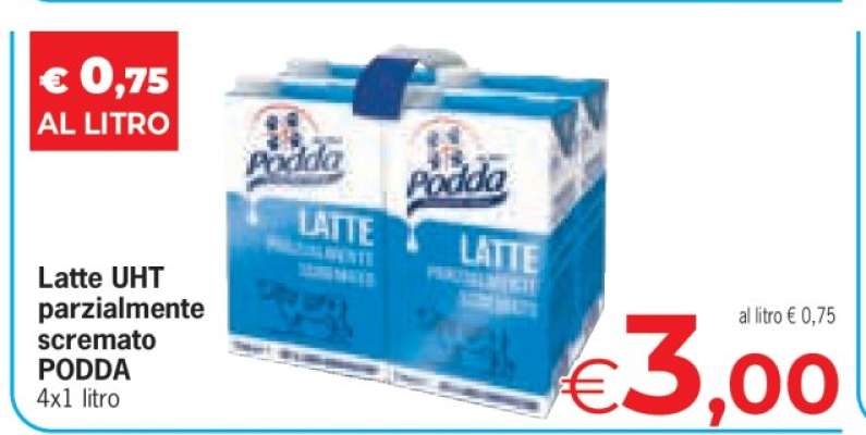 Latte UHT parzialmente scremato PODDA