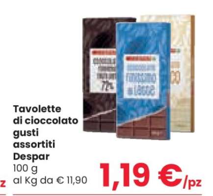 Tavolette di cioccolato gusti assortiti Despar