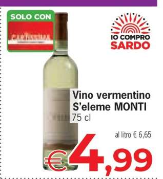 Vino vermentino S'eleme MONTI