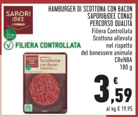 HAMBURGER DI SCOTTONA CON BACON SAPORI&IDEE CONAD