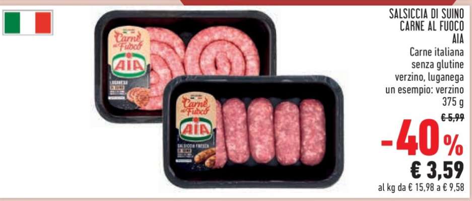 Salsiccia di suino carne al fuoco
