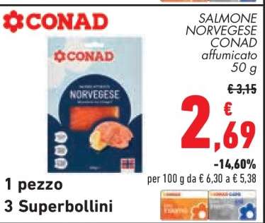 SALMONE NORVEGESE CONAD affumicato 50 g