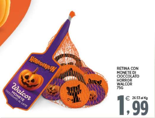 RETINA CON MONETE DI CIOCCOLATO HORROR WALCOR 75G