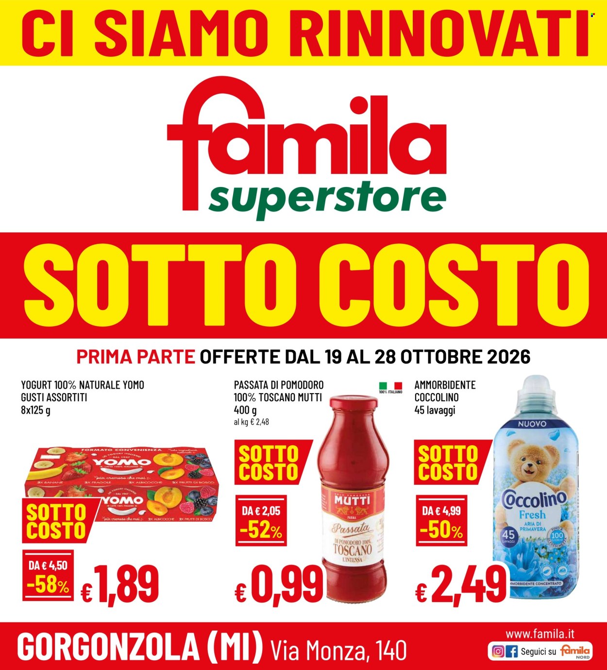 Volantino Famila - 19/10/2026 - 28/10/2026. Pagina 1