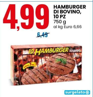 Hamburger Di Bovino,10 Pz