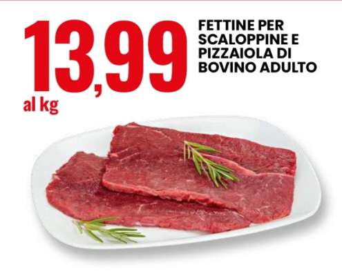 Fettine Per Scaloppine E Pizzaiola Di Bovino Adulto