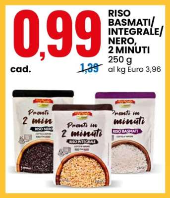 RISO BASMATI/INTEGRALE/NERO 2 MINUTI