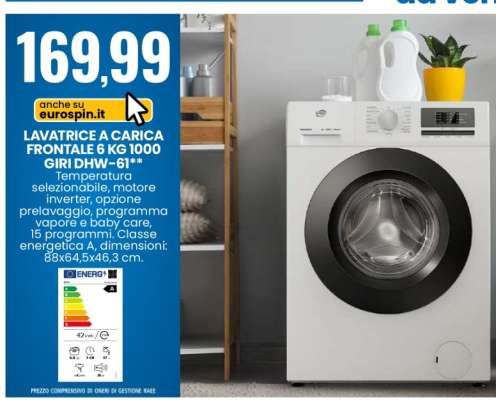 LAVATRICE A CARICA FRONTALE 6 KG 1000 GIRI DHW-G1