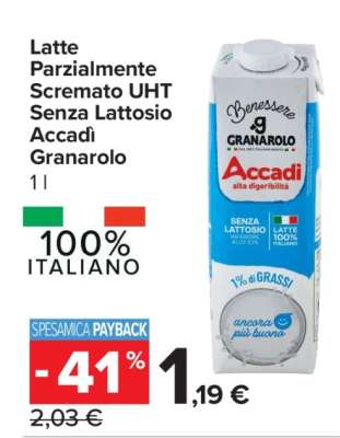 Latte Parzialmente Scremato UHT Senza Lattosio Accadì Granarolo