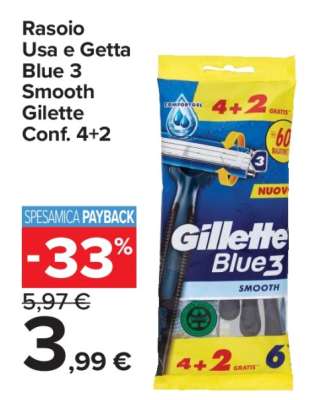 Rasoio Usa e Getta Blue 3 Smooth Gillette Conf. 4+2