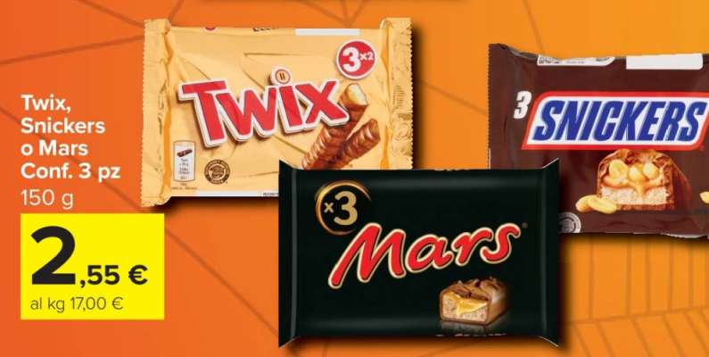Twix, Snickers o Mars Conf. 3 pz