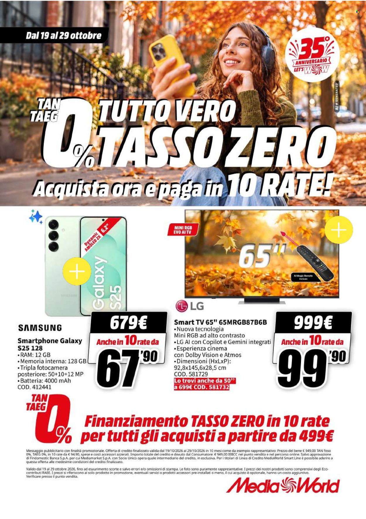 Volantino MediaWorld - 19/10/2026 - 29/10/2026. Pagina 1