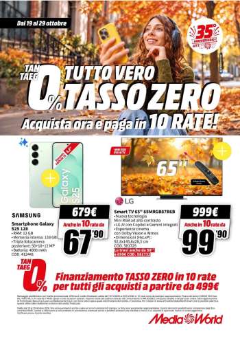 Volantino MediaWorld - 19/10/2026 - 29/10/2026.