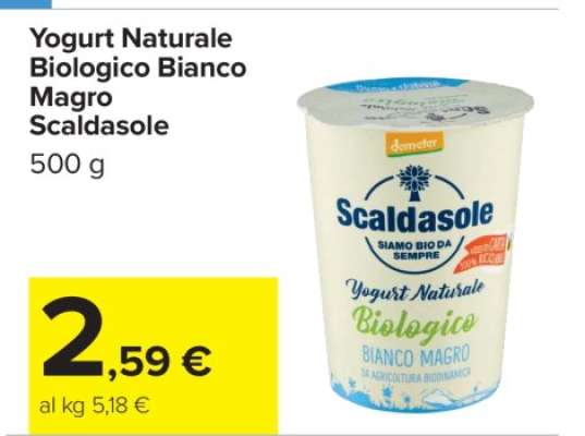 Yogurt Naturale Biologico Bianco Magro Scaldasole