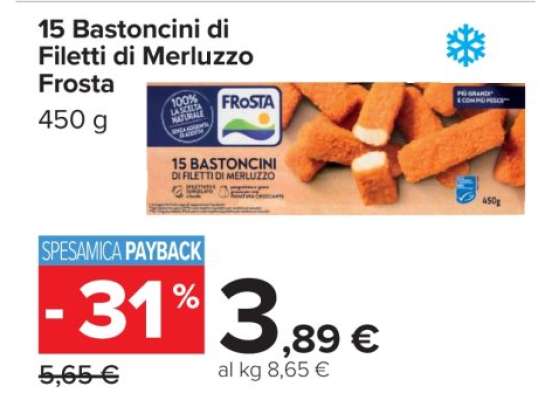 15 BASTONCINI DI FILETTI DI MERLUZZO FROSTA