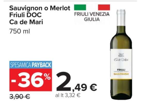 Sauvignon o Merlot Friuli DOC Ca de Mari
