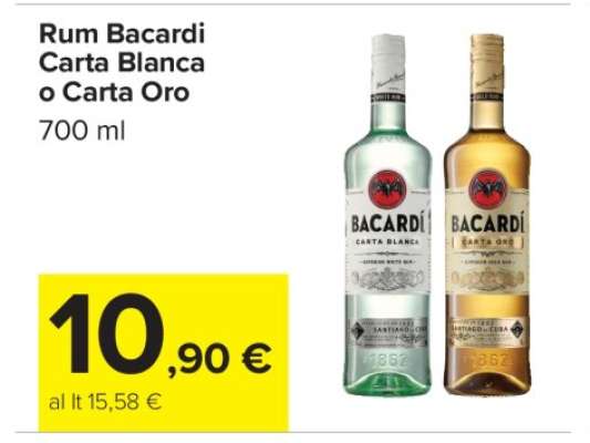 Rum Bacardi Carta Blanca o Carta Oro