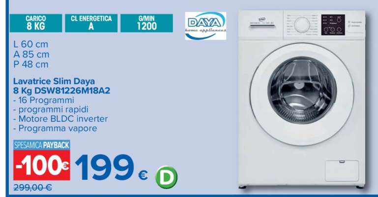 Lavatrice Slim Daya 8 Kg DSW81226M18A2