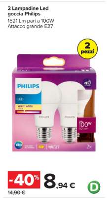 2 Lampadine Led goccia Philips