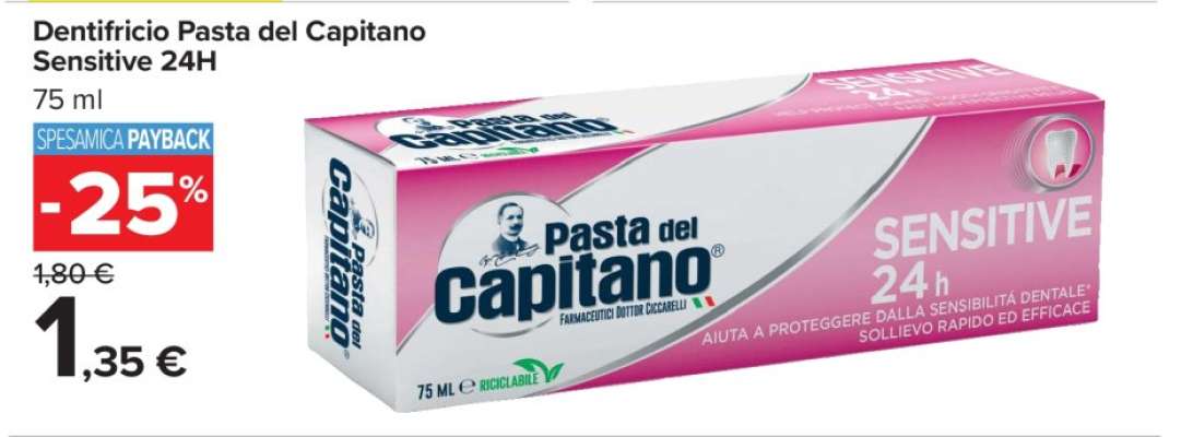 Dentifricio Pasta del Capitano Sensitive 24H