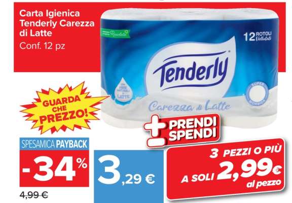 CARTA IGIENICA TENDERLY CAREZZA DI LATTE