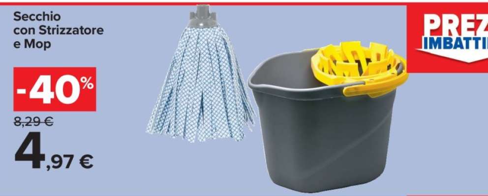 Secchio con Strizzatore e Mop