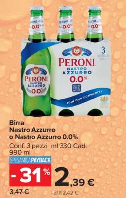Birra Nastro Azzurro o Nastro Azzurro 0.0%