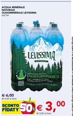 ACQUA MINERALE NATURALE OLIGOMINERALE LEVISSIMA
