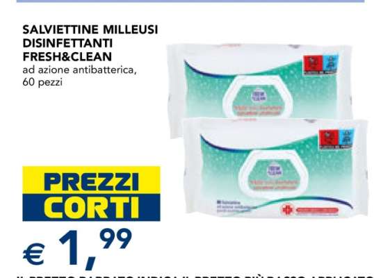 SALVIETTINE MILLEUSI DISINFETTANTI FRESH&CLEAN