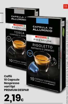 Caffè 10 Capsule Nespresso vari tipi PREMIUM DESPAR