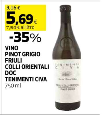 VINO PINOT GRIGIO FRIULI COLLI ORIENTALI DOC TENIMENTI CIVA