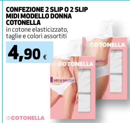 CONFEZIONE 2 SLIP O 2 SLIP MIDI MODELLO DONNA COTONELLA