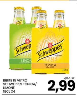 BIBITE IN VETRO SCHWEPPES TONICA/LIMONE