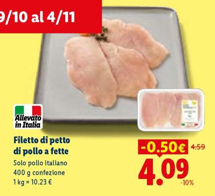 Filetto di petto di pollo a fette