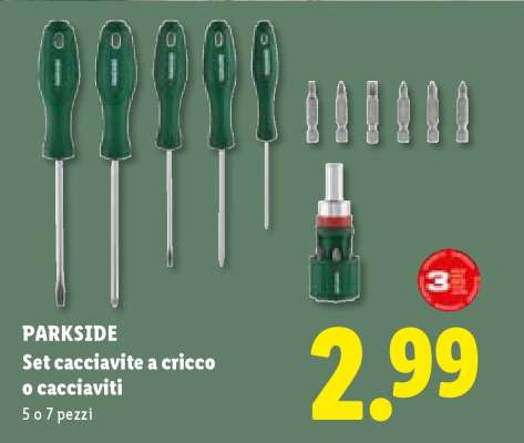 PARKSIDE Set cacciavite a cricco o cacciaviti