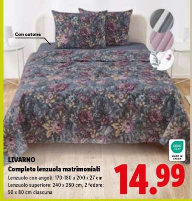LIVARNO Completo lenzuola matrimoniali