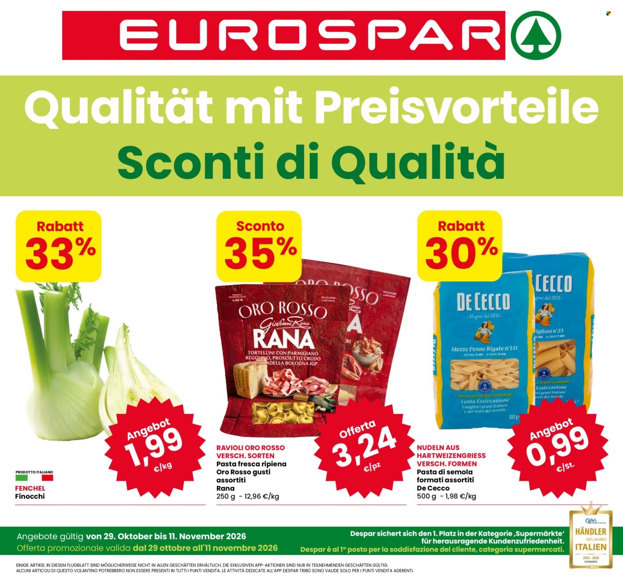 Volantino Eurospar - 29/10/2026 - 11/11/2026. Pagina 1