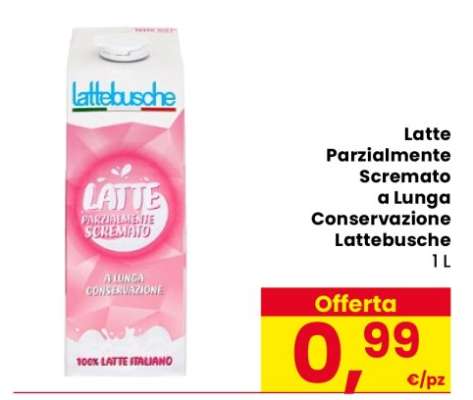 Latte Parzialmente Scremato a Lunga Conservazione Lattebusche