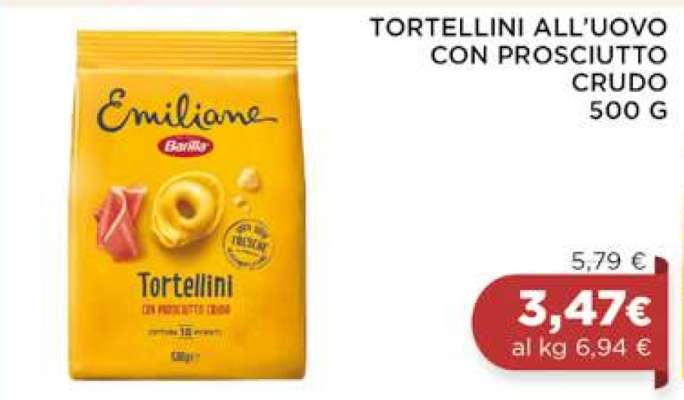 Tortellini all'uovo con prosciutto crudo