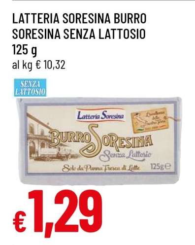 LATTERIA SORESINA BURRO SORESINA SENZA LATTOSIO