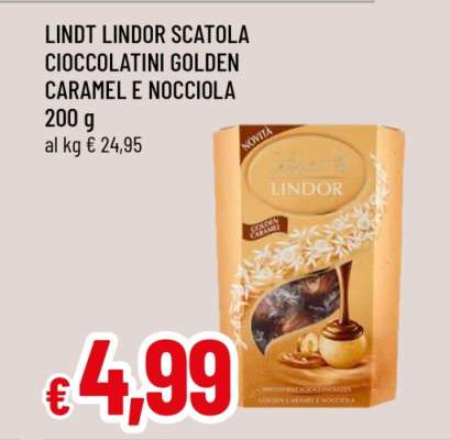 LINDT LINDOR SCATOLA CIOCCOLATINI GOLDEN CARAMEL E NOCCIOLA