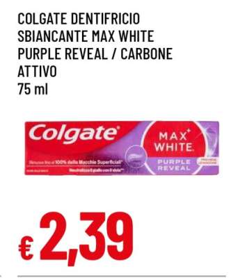 COLGATE DENTIFRICIO SBIANCANTE MAX WHITE PURPLE REVEAL / CARBONE ATTIVO