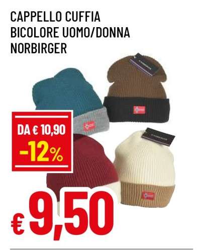 CAPPELLO CUFFIA BICOLORE UOMO/DONNA NORBIRGER