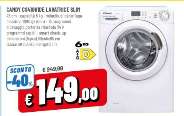 CANDY CS4I061DE LAVATRICE SLIM