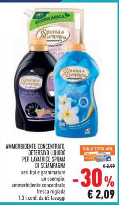 Ammorbidente Concentrato, Detersivo Liquido per Lavatrice Spuma di Sciampagna