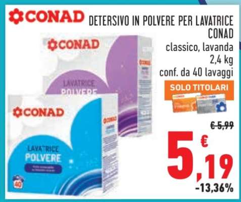 Detersivo in polvere per lavatrice CONAD